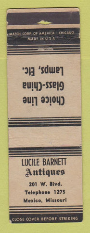 Matchbook Cover - Lucile Barnett Antiques Mexico MO WEAR