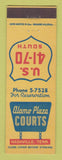 Matchbook Cover - Alamo Plaza Courts Nashville TN