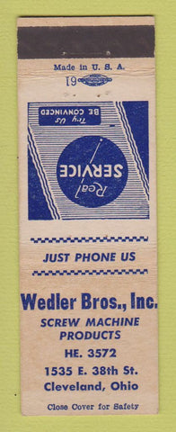 Matchbook Cover - Wedler Bros Screw Machine Products Cleveland OH