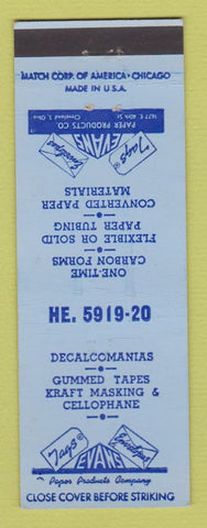 Matchbook Cover - Evans Tags Envelopes Cleveland OH