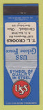 Matchbook Cover - USS Cyclone Fence TL Crooks Cleveland OH