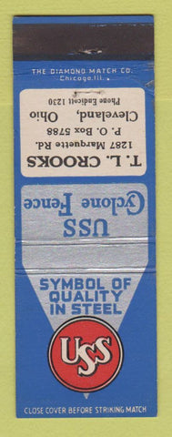 Matchbook Cover - USS Cyclone Fence TL Crooks Cleveland OH