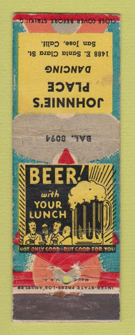 Matchbook Cover - Johnnie's Place Restuarant San Jose CA WEAR