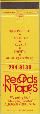 Matchbook Cover - Records'N Tapes Albuquerque NM