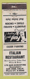 Matchbook Cover - Italian Restaurant San Jose CA WEAR