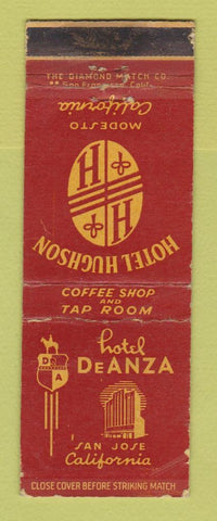 Matchbook Cover - Hotel De Anza San Jose CA Hughson Modesto WEAR