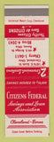 Matchbook Cover - Citizens Federal Savings and Loan Cleveland Berea OH
