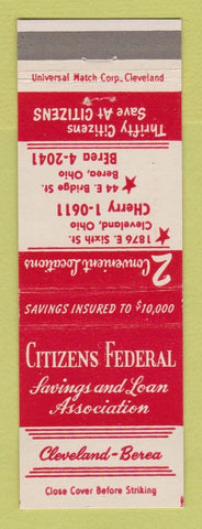 Matchbook Cover - Citizens Federal Savings and Loan Cleveland Berea OH