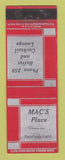 Matchbook Cover - Mac's Place Fairfield CA WEAR low phone #