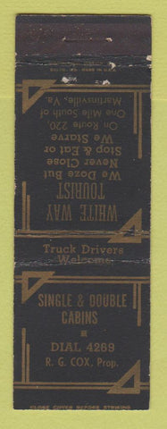 Matchbook Cover - White Way Tourist Cabins Martinsville VA