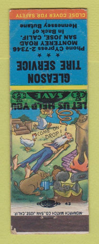 Matchbook Cover - Gleason Tire Service San Jose CA hillbilly