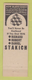 Matchbook Cover - Stakich Real Estate Insurance Cleveland OH