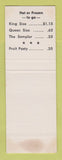 Matchbook Cover - King Korner Pasty Kitchen San Jose CA SAMPLE WEAR