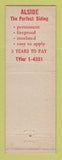 Matchbook Cover - Alsar Baked Enamel Aluminum Siding Cleveland OH