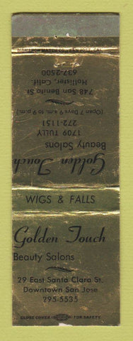 Matchbook Cover - Golden Touch Beauty Salon Hollister San Jose CA WEAR