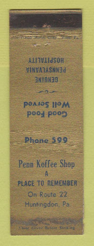 Matchbook Cover - Penn Koffee Shop Huntingdon PA WEAR