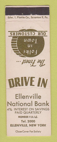 Matchbook Cover - Ellenville National Bank NY low phone # WEAR