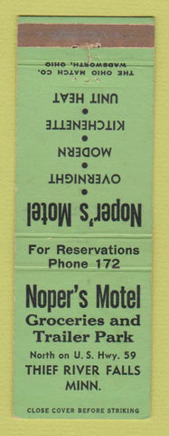Matchbook Cover - Noper's Motel Thief River Falls MN grocery low phone #