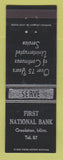 Matchbook Cover - First National Bank Crookston MN low phone #