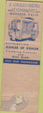 Matchbook Cover - Greenberg Plumbing Supplies Modesto CA