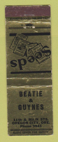 Matchbook Cover - Beatie & Guynes Seeds Oregon City OR WEAR