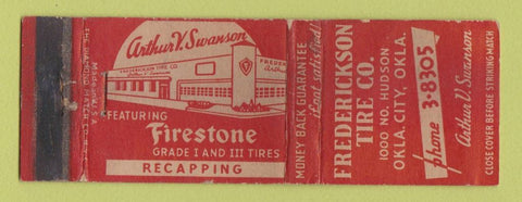 Matchbook Cover - Frederickson Tire Oklahoma City OK Firestone WORN