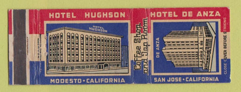 Matchbook Cover - Hotel De Anza San Jose CA Hughson Modesto WEAR