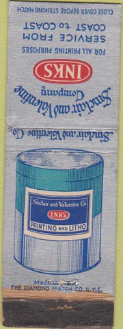 Matchbook Cover - Sinclair  and  Valentine Inks  wear