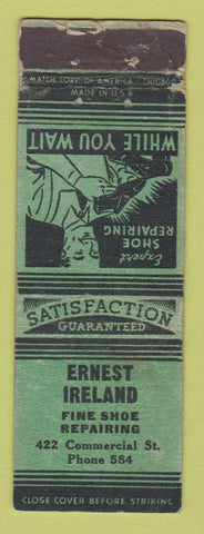 Matchbook Cover - Ernest Ireland Shoe Repair low phone # WORN