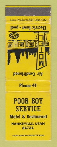 Matchbook Cover - Poor Boy Service Motel Restaurant Hanksville UT
