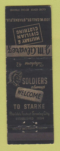 Matchbook Cover - JM Alvarez Clothing Military Civilian Starke FL