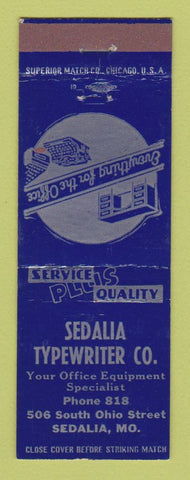 Matchbook Cover - Sedalia Typewriter MO low phone #