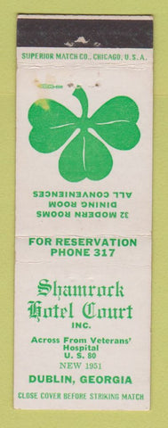 Matchbook Cover - Shamrock Hotel Court Dublin GA