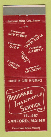 Matchbook Cover - Boudreau Insurance Sanford ME