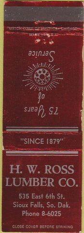 Matchbook Cover - H.W. Ross Lumber Sioux Falls SD