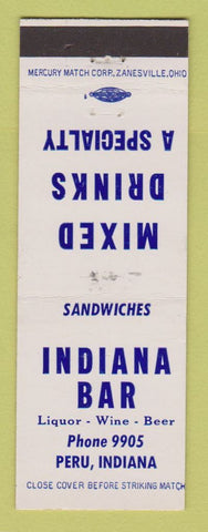 Matchbook Cover - Indiana Bar Peru IN
