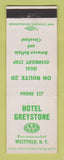 Matchbook Cover - Hotel Greystone Westfield NY