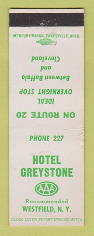 Matchbook Cover - Hotel Greystone Westfield NY