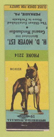 Matchbook Cover - HD Moyer General Store Perkasie PA Boxer Dog
