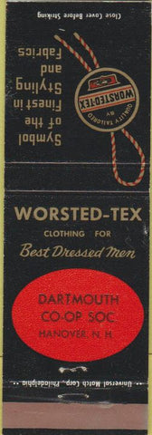 Matchbook Cover - Worsted-Tex Clothing Hanover NH