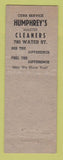 Matchbook Cover - Humphrey's Cleaners  low phone # WEAR