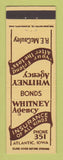 Matchbook Cover - Whitney Insurance Atlantic IA low phone #