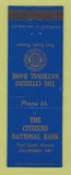 Matchbook Cover - Citizens National Bank Fort Scott KS low phone #