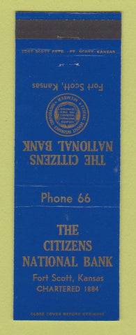 Matchbook Cover - Citizens National Bank Fort Scott KS low phone #
