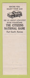 Matchbook Cover - Citizens National Bank Fort Scott KS low phone #