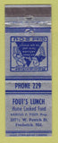 Matchbook Cover - Fout's Lunch Frederick MD low phone #