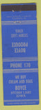 Matchbook Cover - Boyce Cream Eggs Grocery Storm Lake IA low phone #