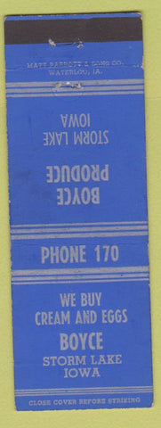 Matchbook Cover - Boyce Cream Eggs Grocery Storm Lake IA low phone #