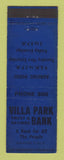 Matchbook Cover - Villa Park Bank IL low phone #