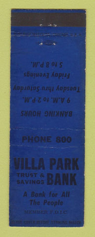 Matchbook Cover - Villa Park Bank IL low phone #